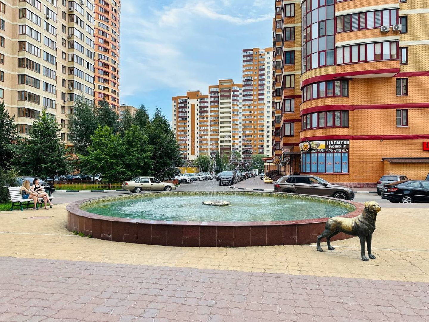 Реутов, сквер, фонтан, собака, ротвейлер, нос