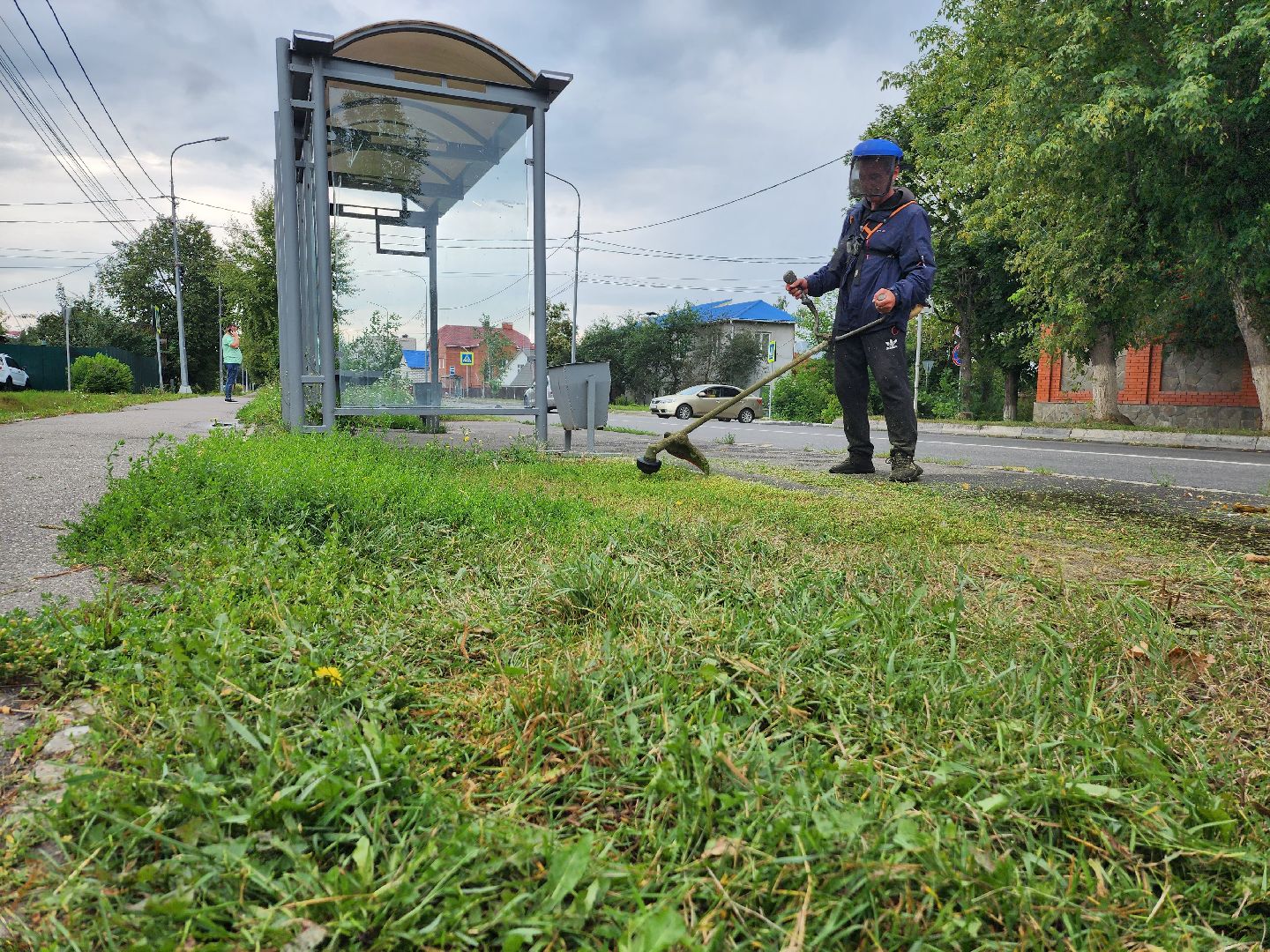 благоустройство, благоустройство дорог, покос травы, серпухов, улица пушкина,