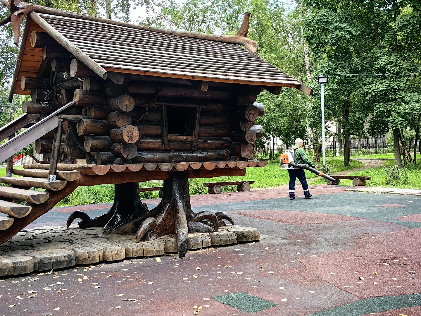 Парк, уборка, пылесос, дороги, листья, Щёлково