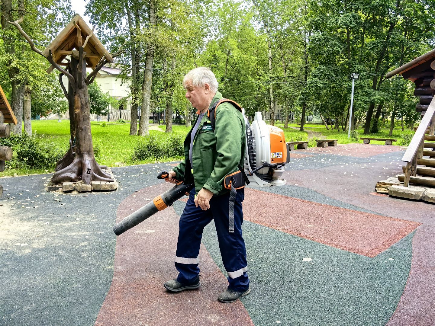 Парк, уборка, пылесос, дороги, листья, Щёлково