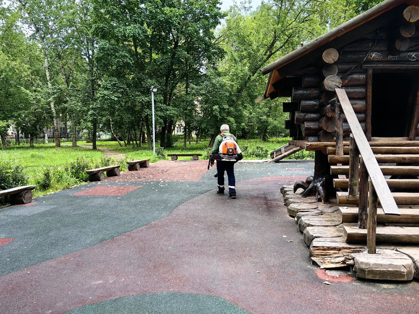 Парк, уборка, пылесос, дороги, листья, Щёлково