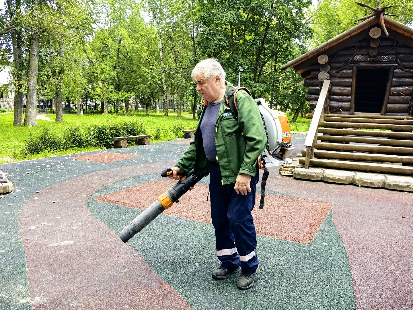 Парк, уборка, пылесос, дороги, листья, Щёлково