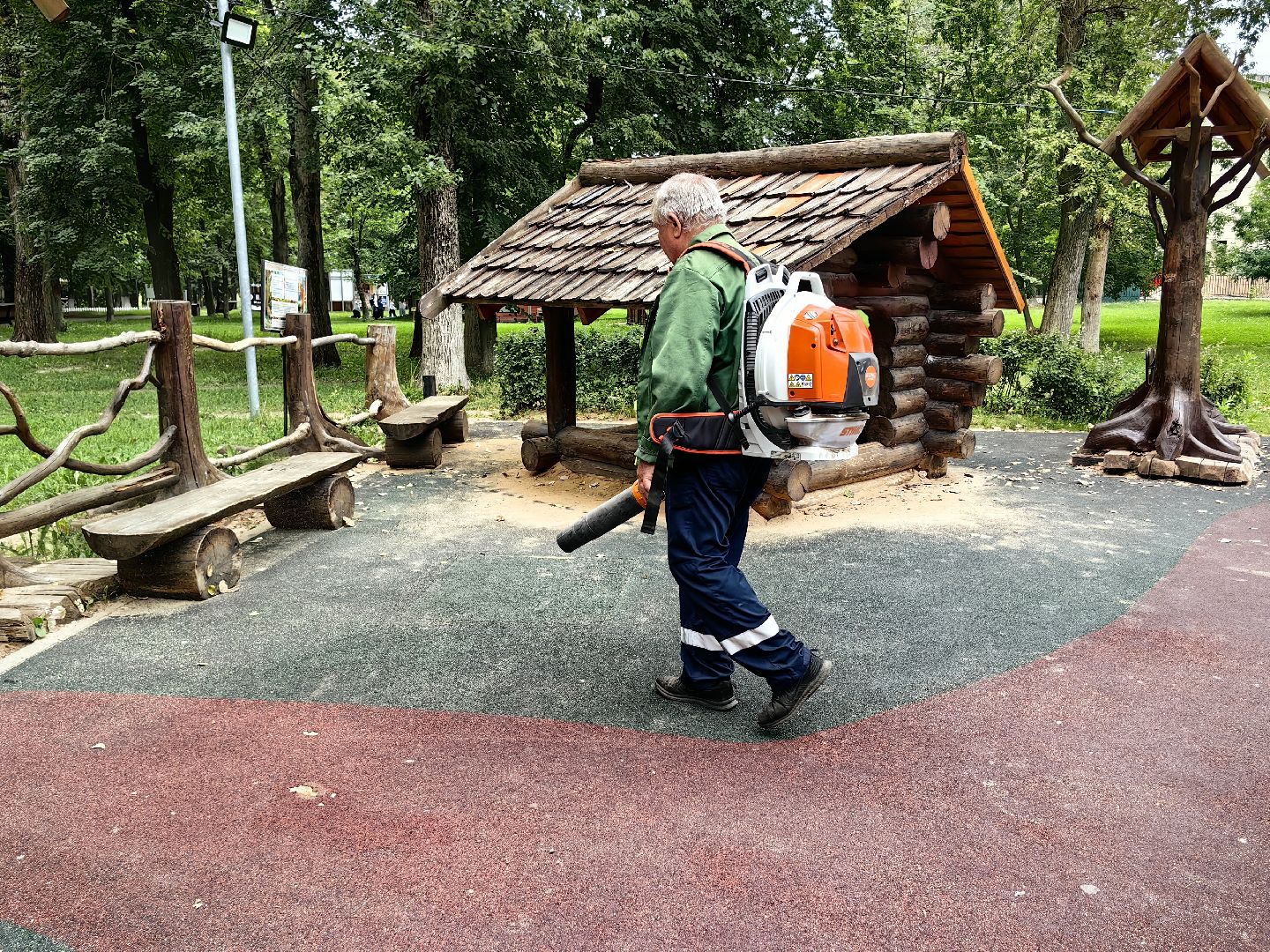 Парк, уборка, пылесос, дороги, листья, Щёлково