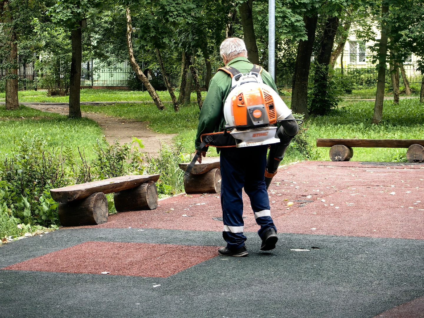 Парк, уборка, пылесос, дороги, листья, Щёлково