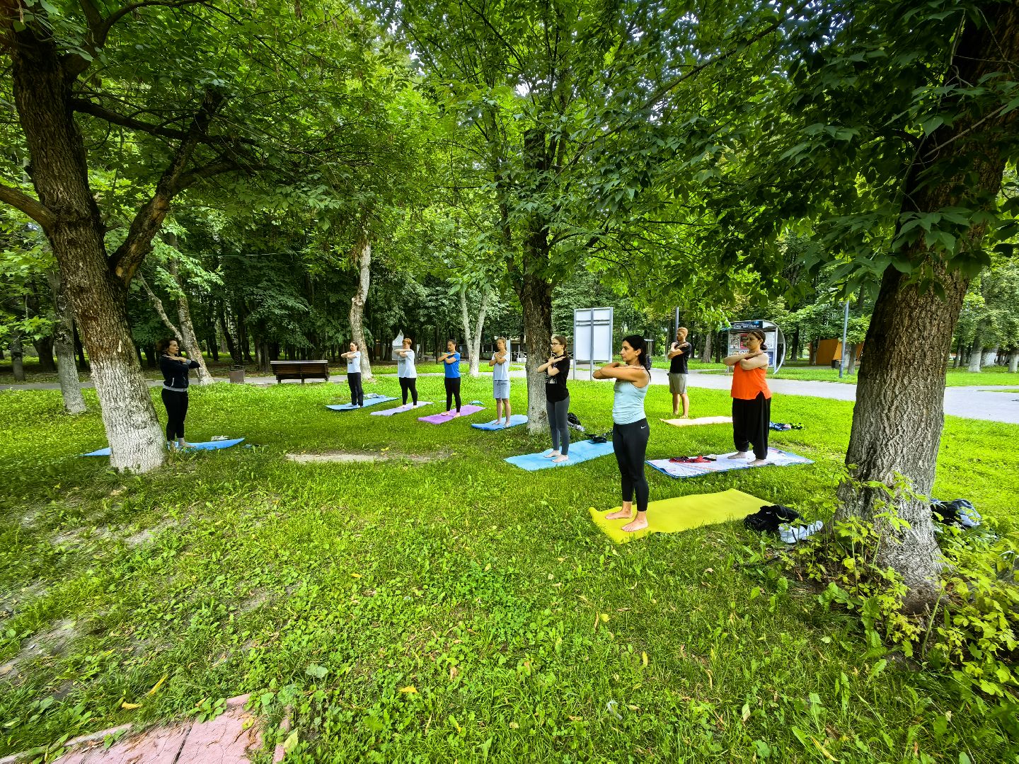 Йога, занятия, парк, площадка