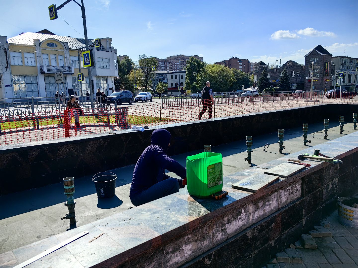 Фонтан, ремонт, День города, светильник