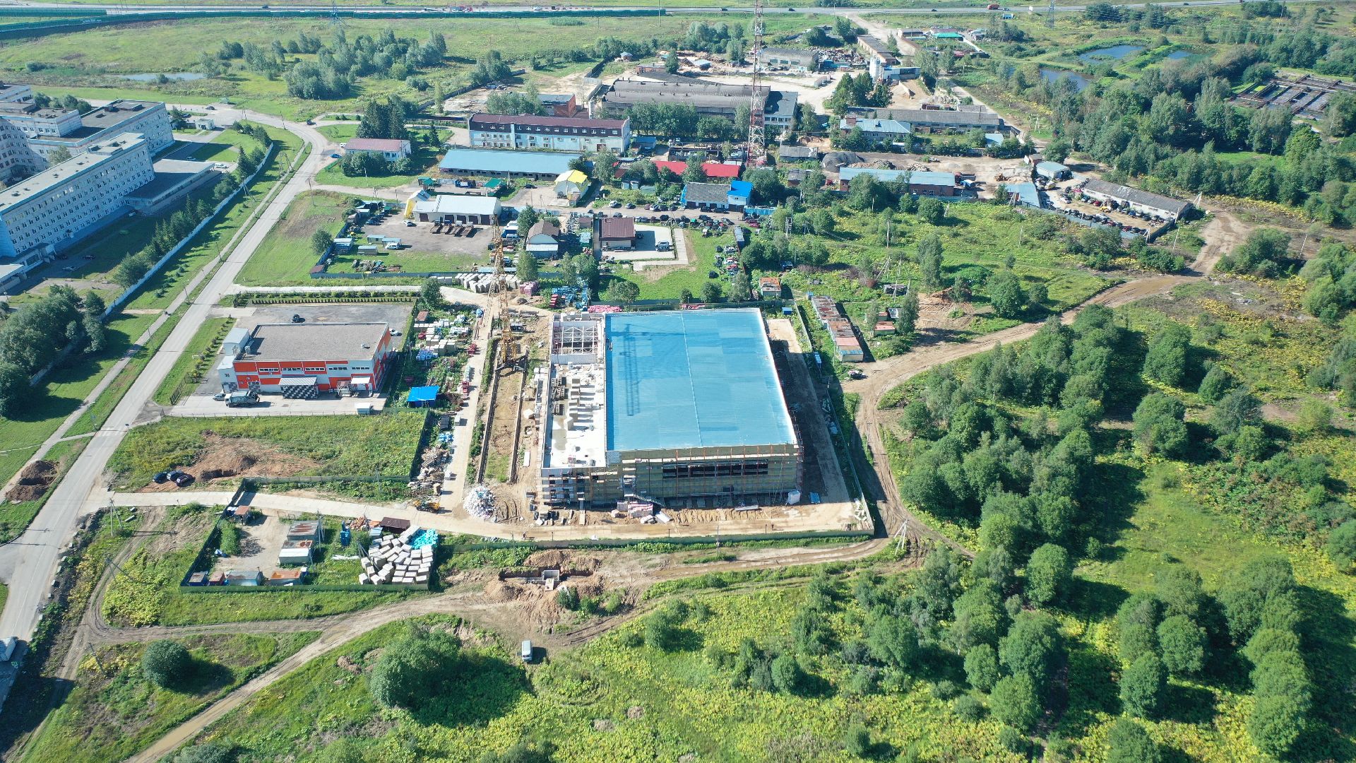 стройка, волоколамск, дворец, спорт, видео с коптера,