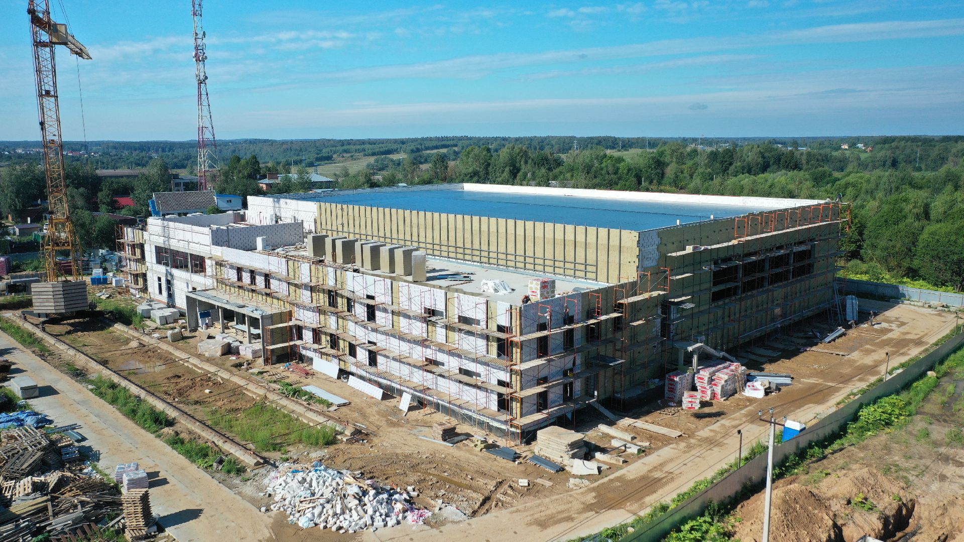 стройка, волоколамск, дворец, спорт, видео с коптера,
