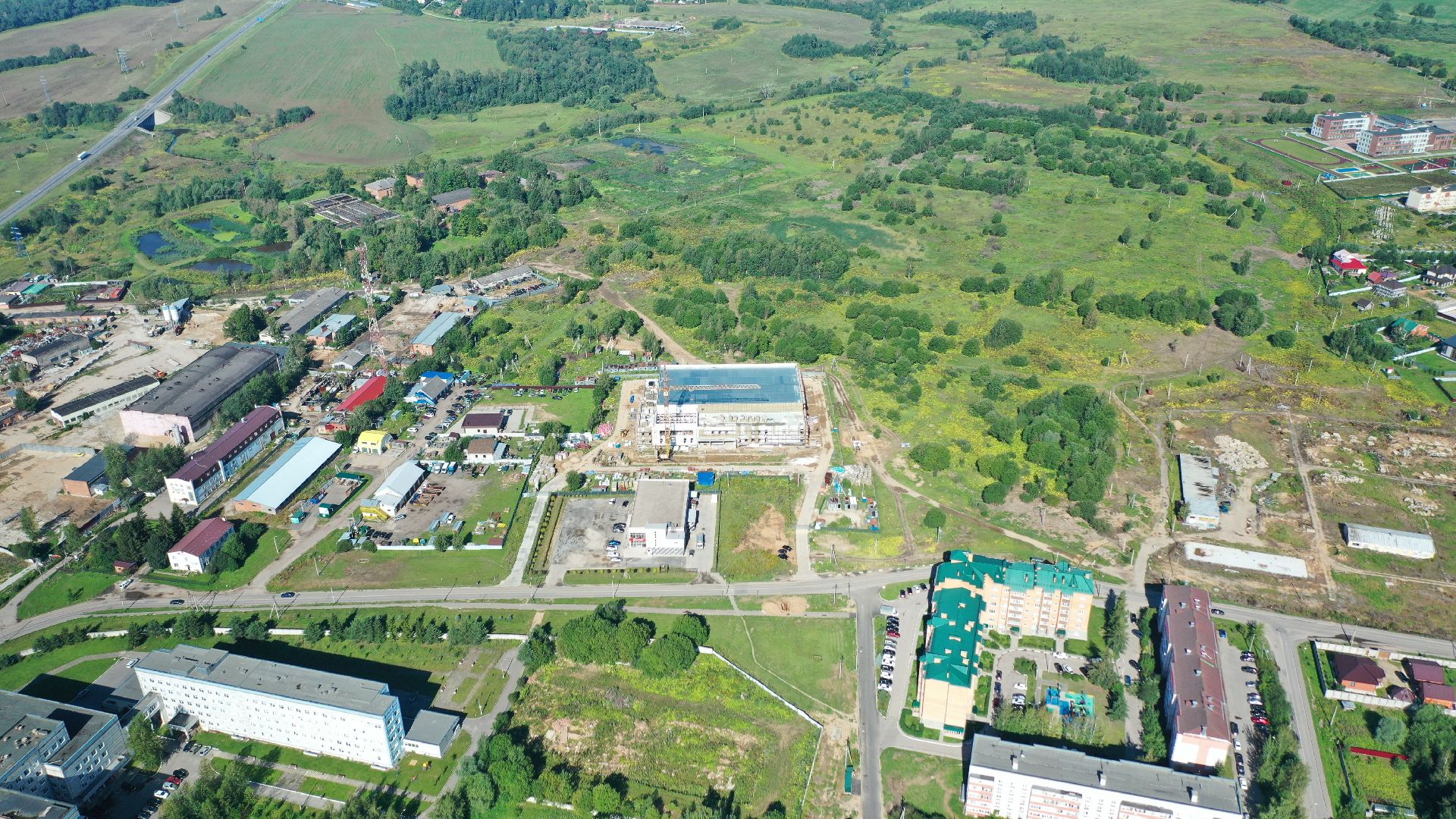 стройка, волоколамск, дворец, спорт, видео с коптера,