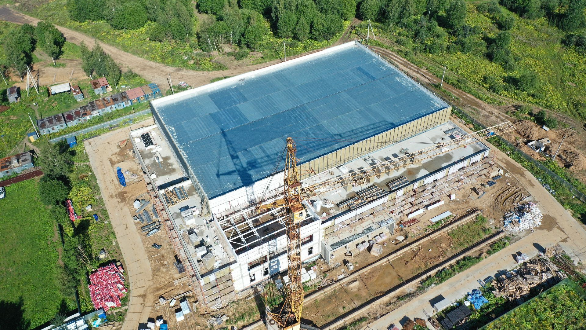 стройка, волоколамск, дворец, спорт, видео с коптера,