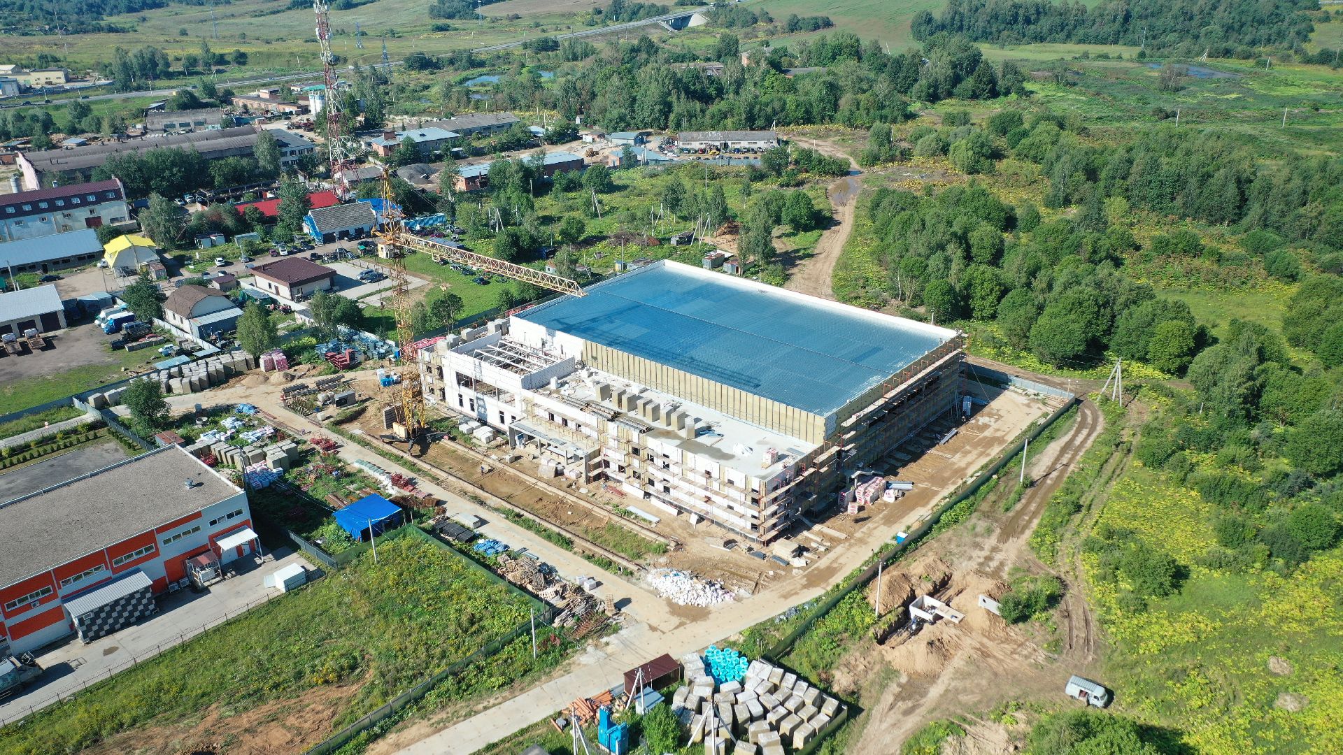 стройка, волоколамск, дворец, спорт, видео с коптера,