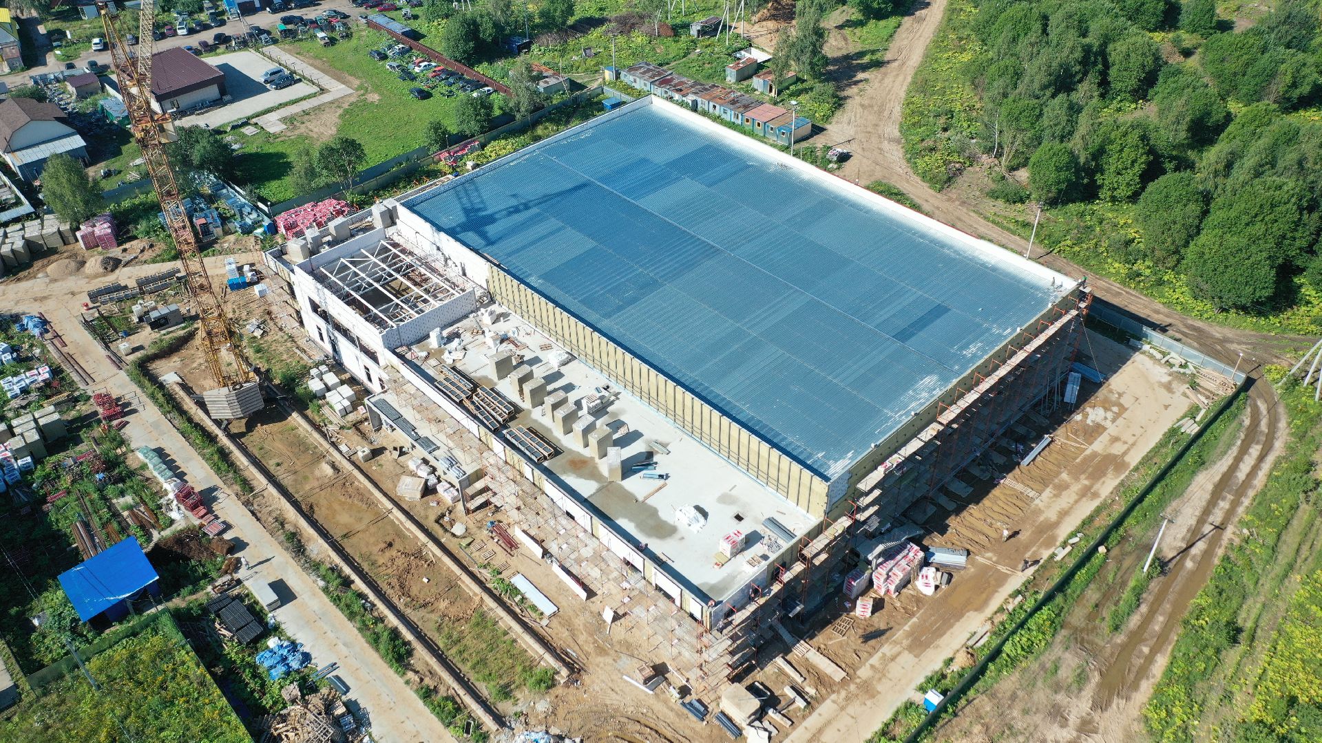 стройка, волоколамск, дворец, спорт, видео с коптера,