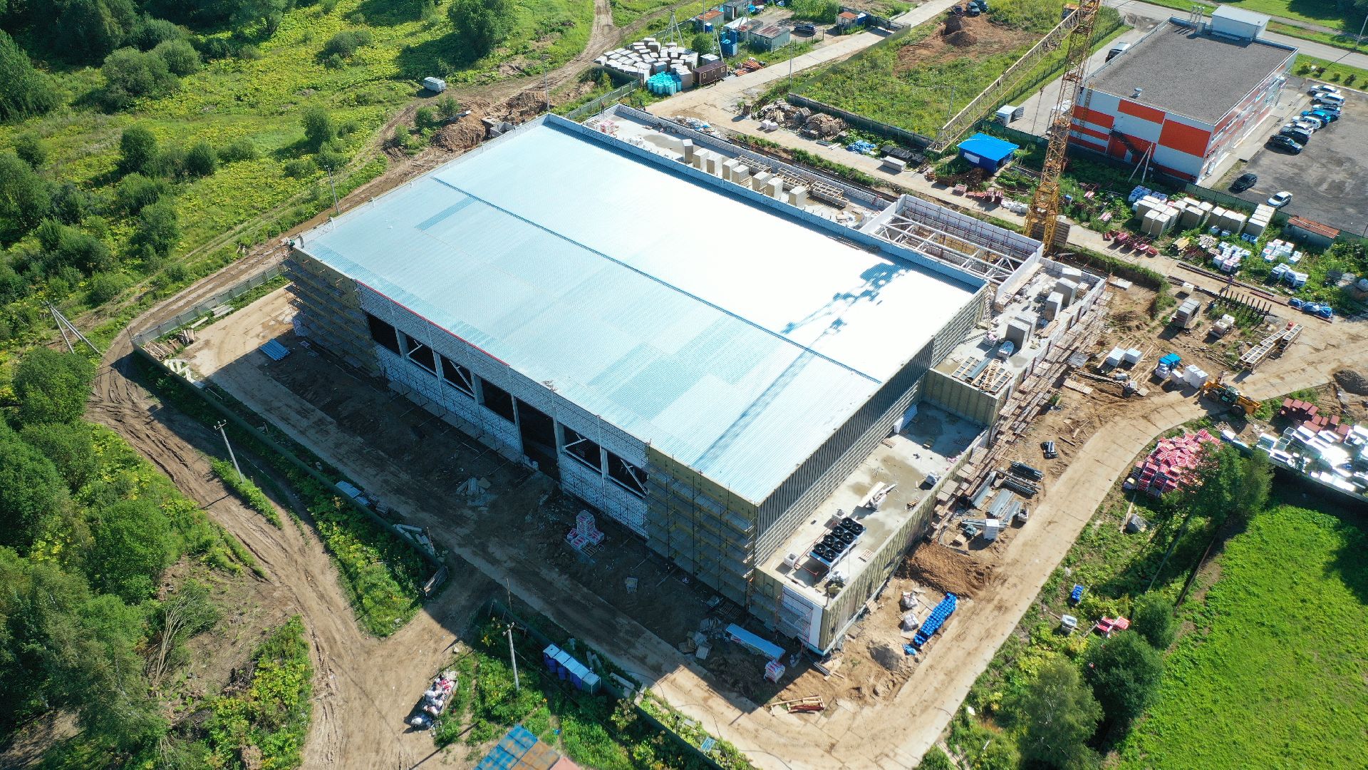 стройка, волоколамск, дворец, спорт, видео с коптера,