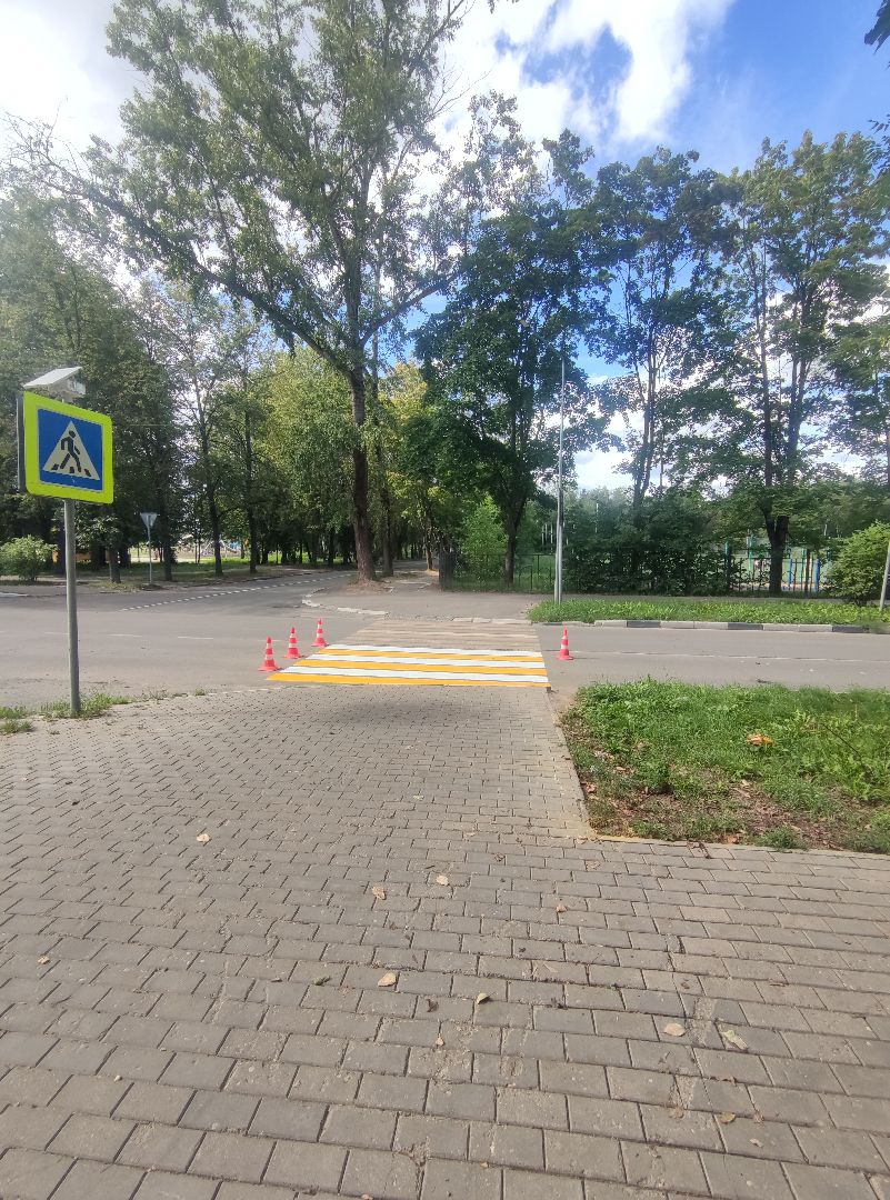 Пешеходный переход, разметка, дорога, Дубна