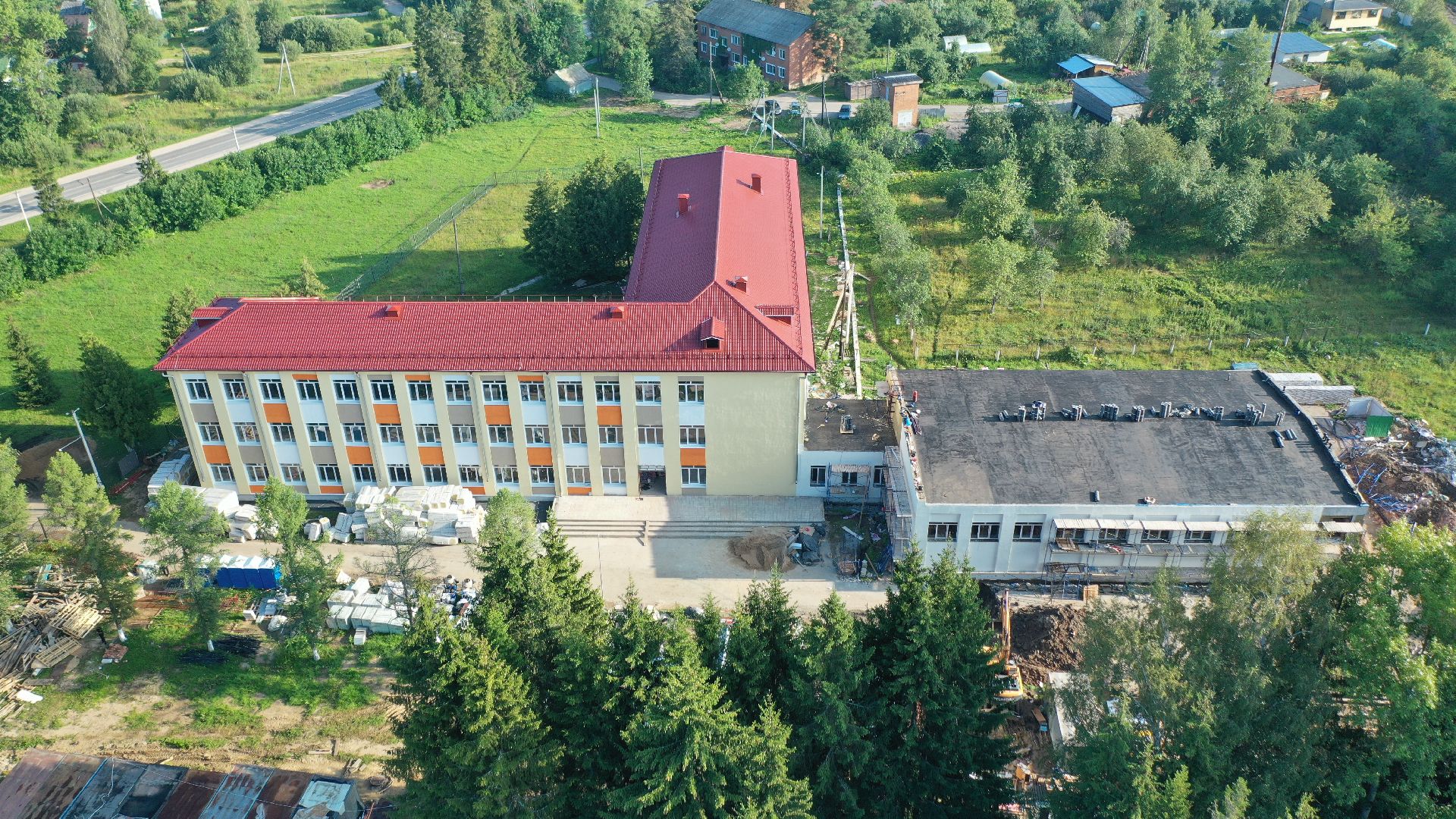 школа, строительство, Волоколамск, видео с коптера,