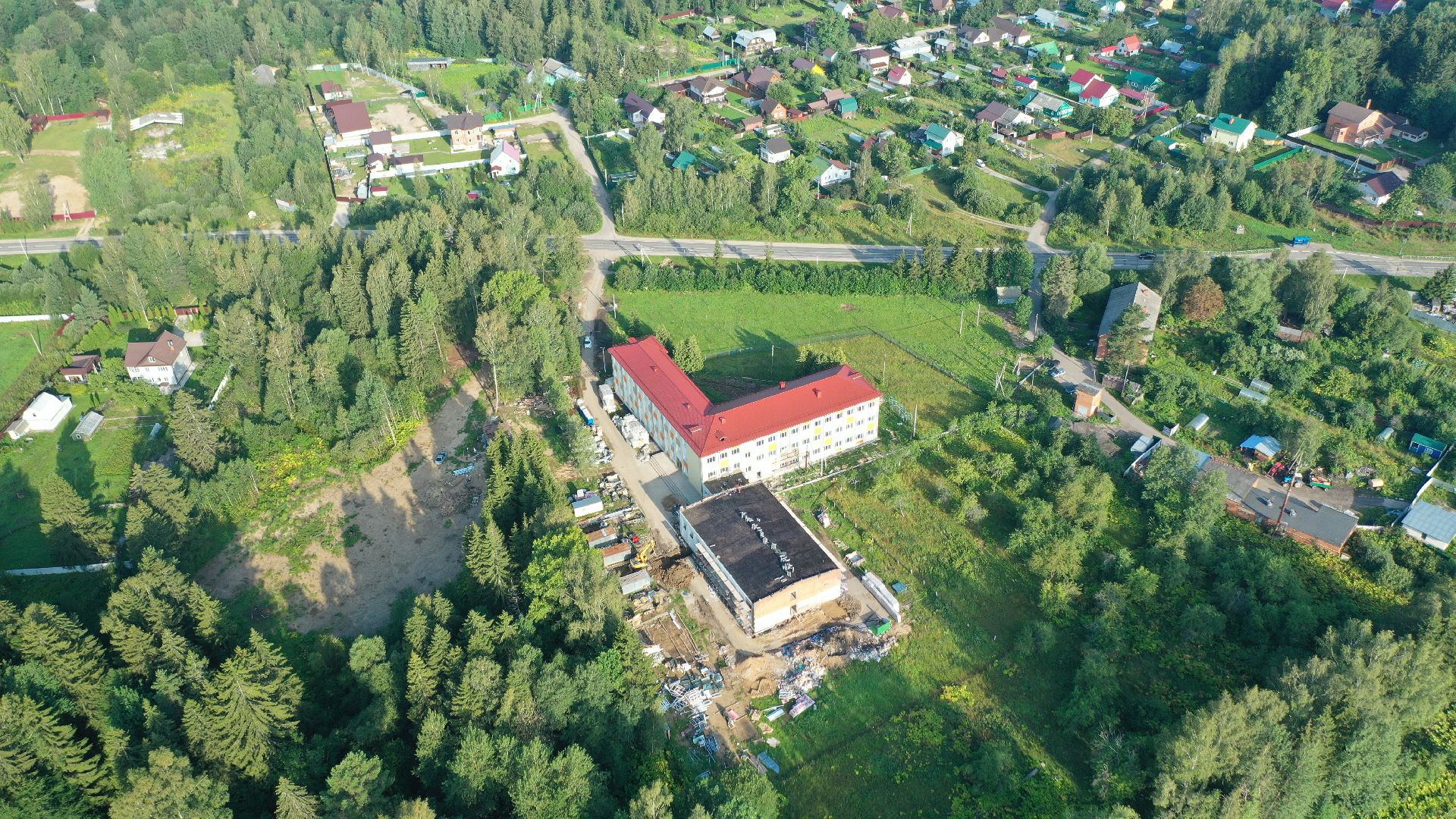 школа, строительство, Волоколамск, видео с коптера,