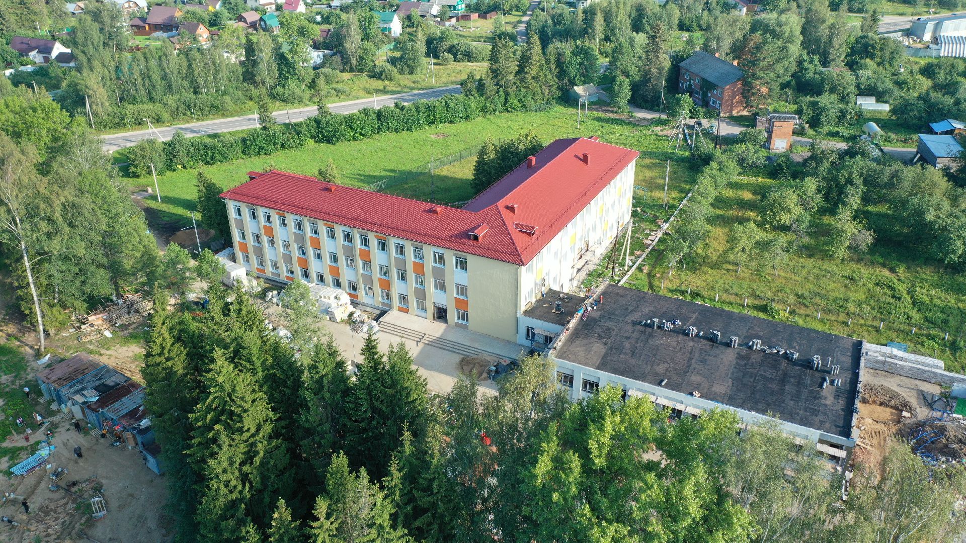 школа, строительство, Волоколамск, видео с коптера,