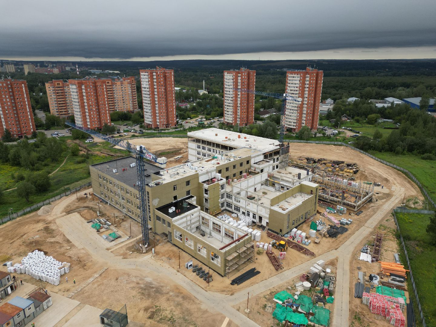 школа, дмитров, стройка, видео с коптера,