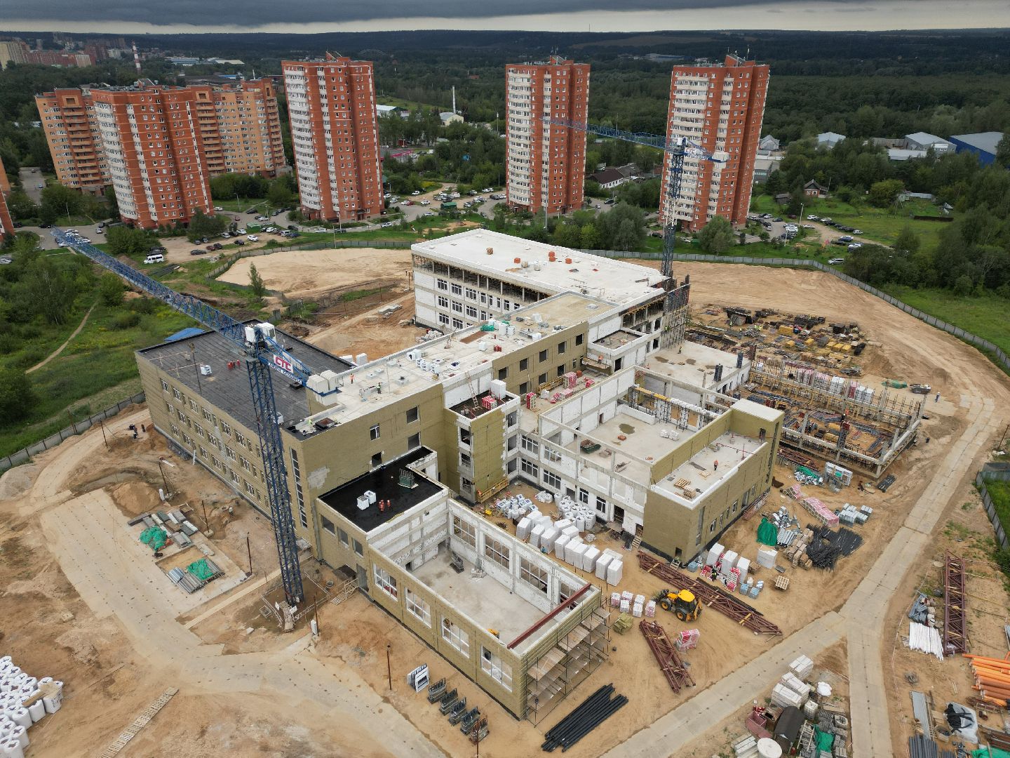 школа, дмитров, стройка, видео с коптера,