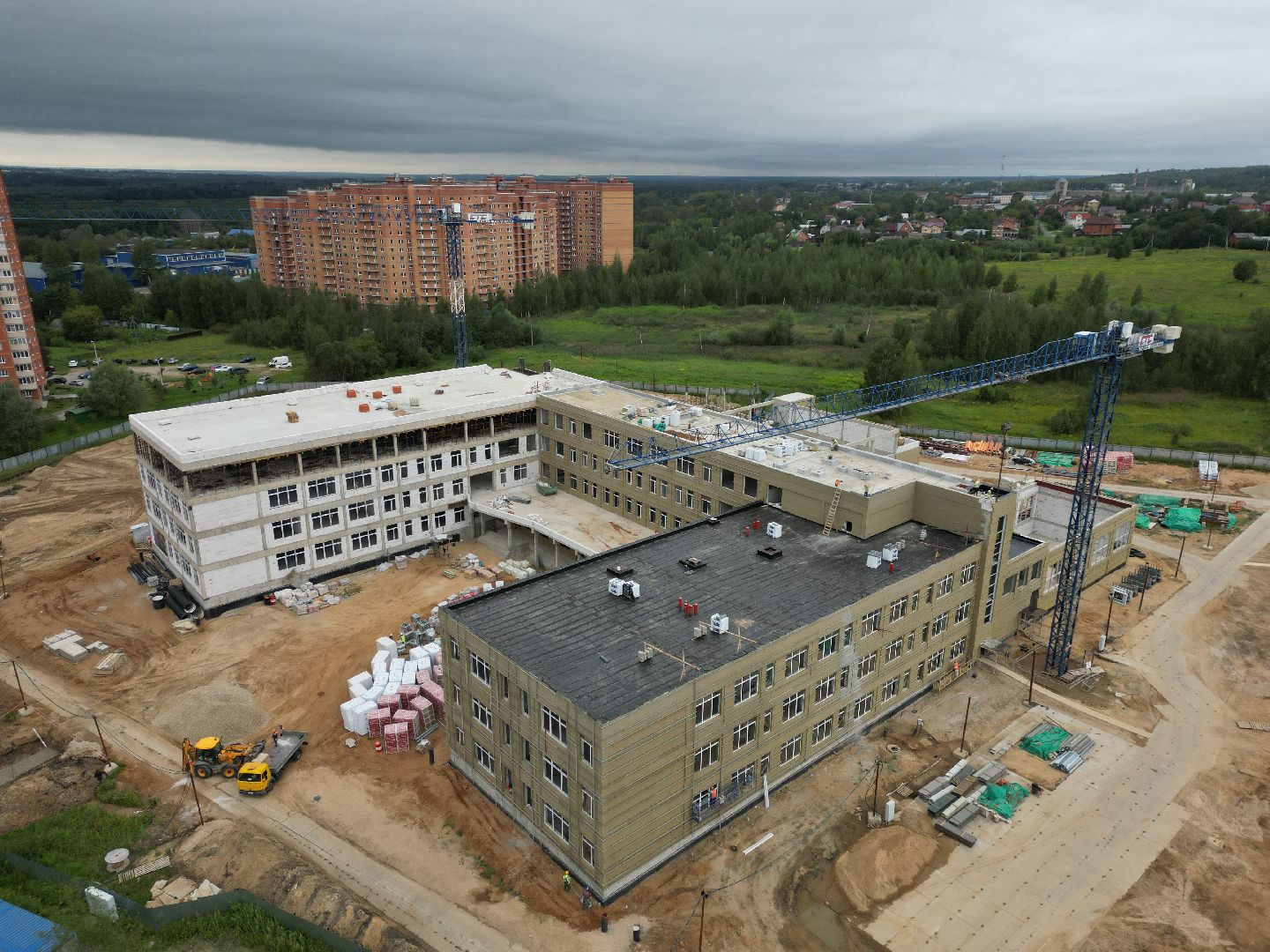 школа, дмитров, стройка, видео с коптера,