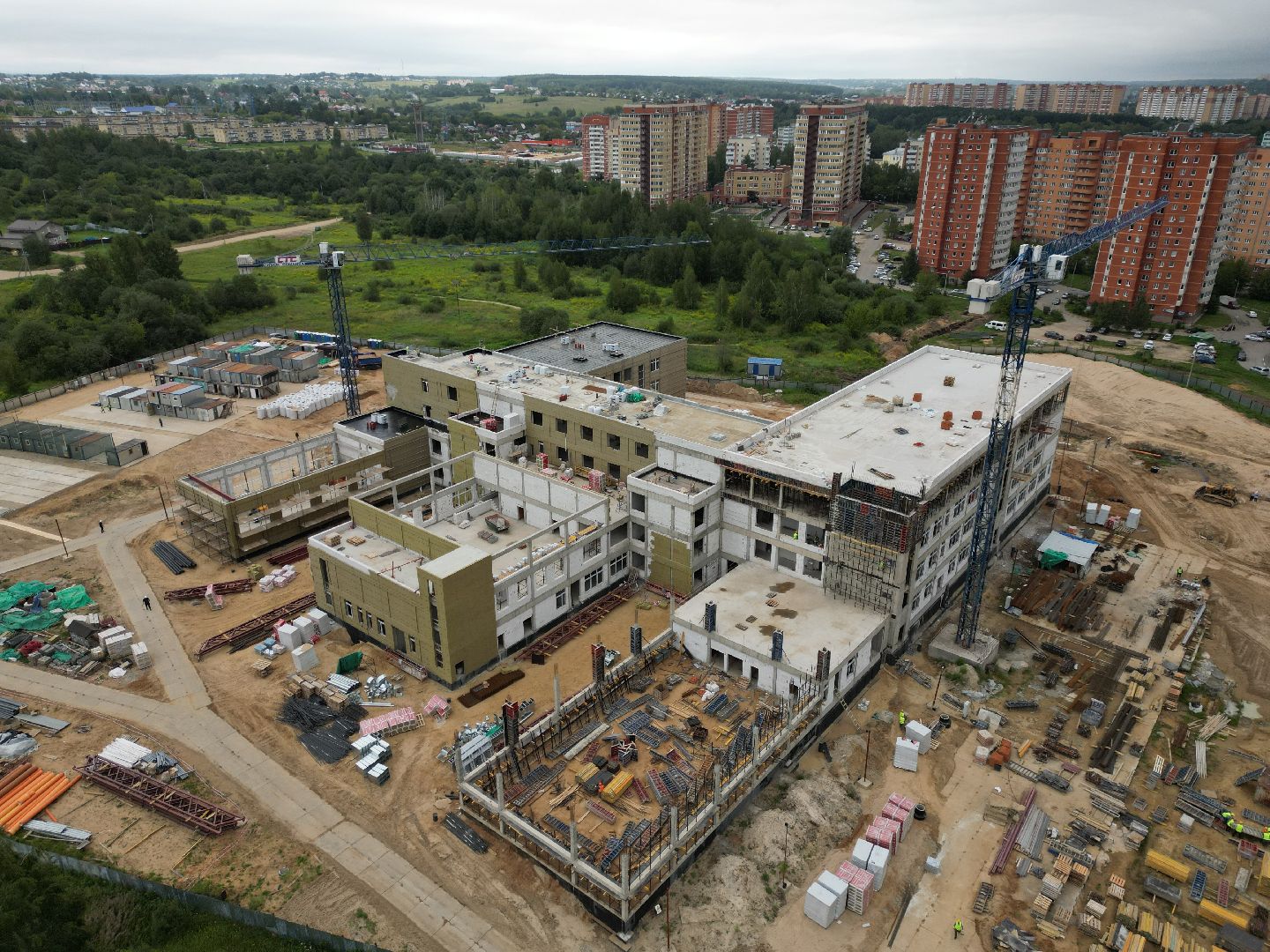 школа, дмитров, стройка, видео с коптера,
