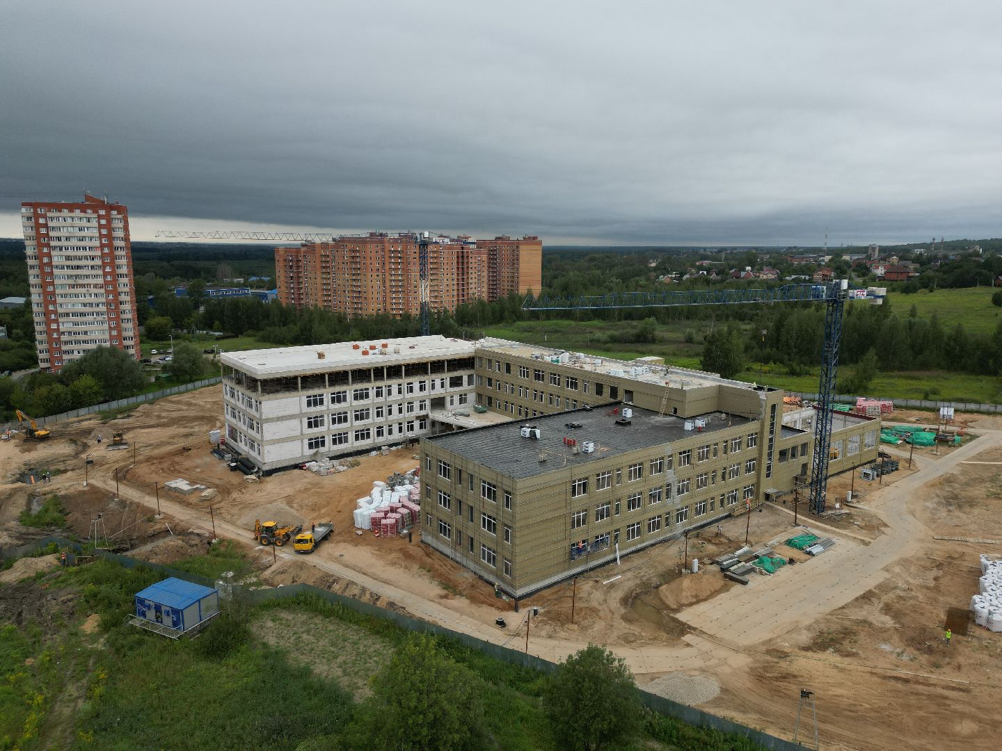 школа, дмитров, стройка, видео с коптера,