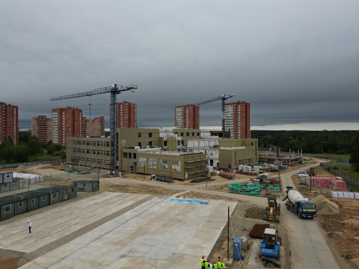 школа, дмитров, стройка, видео с коптера,