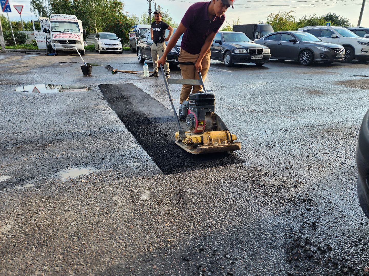 Домодедово, Подмосковье, улица Текстильщиков, ремонт дорог, ямочный ремонт, дорожное покрытие, качественные дороги