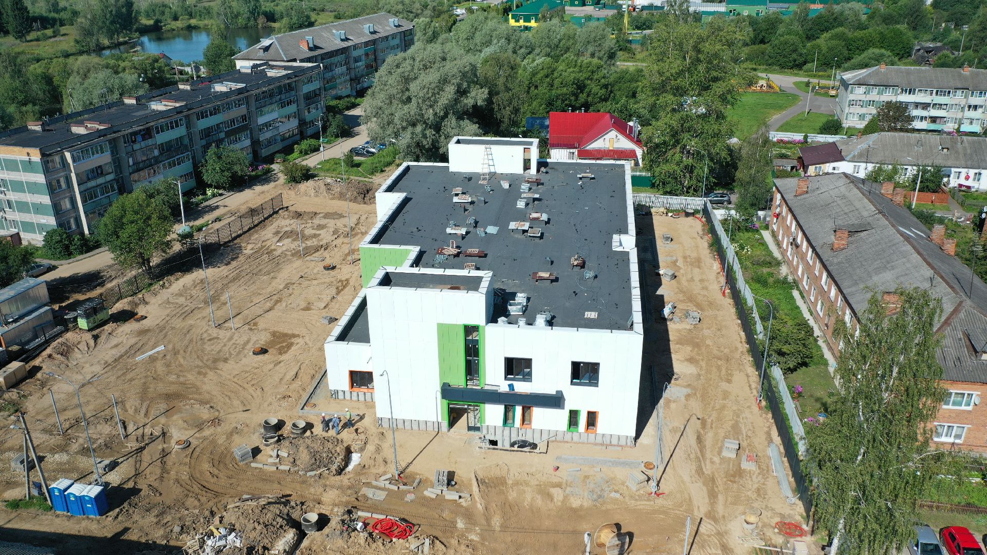 садик, строительство,видео с коптера,