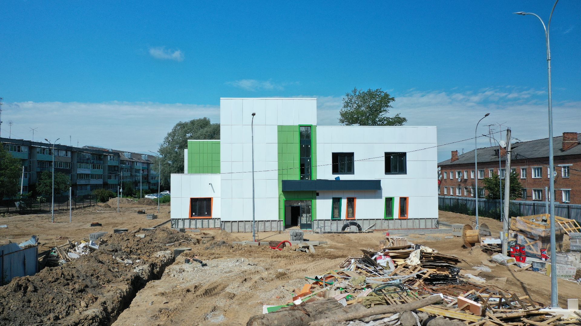 садик, строительство,видео с коптера,