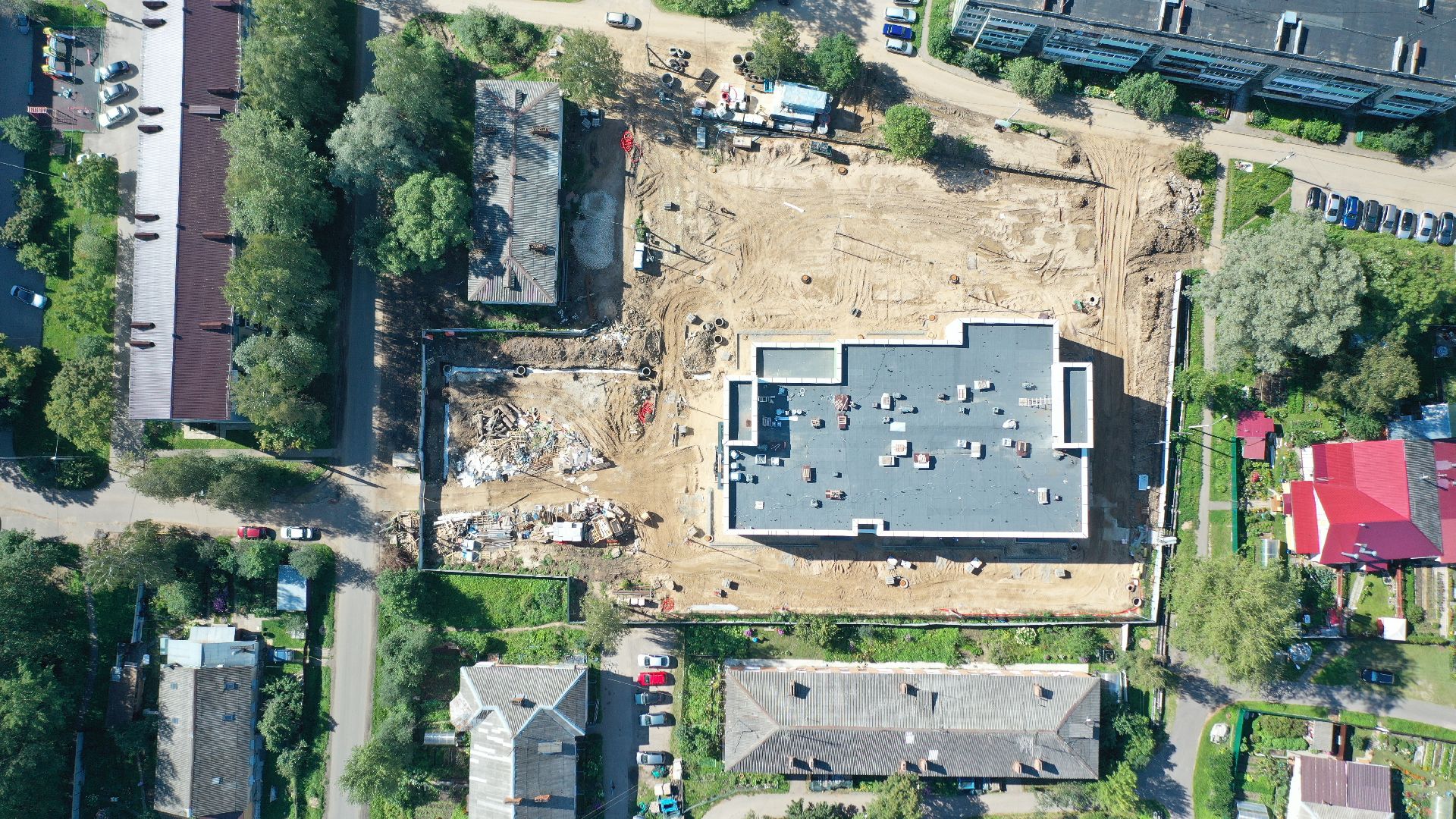 садик, строительство,видео с коптера,