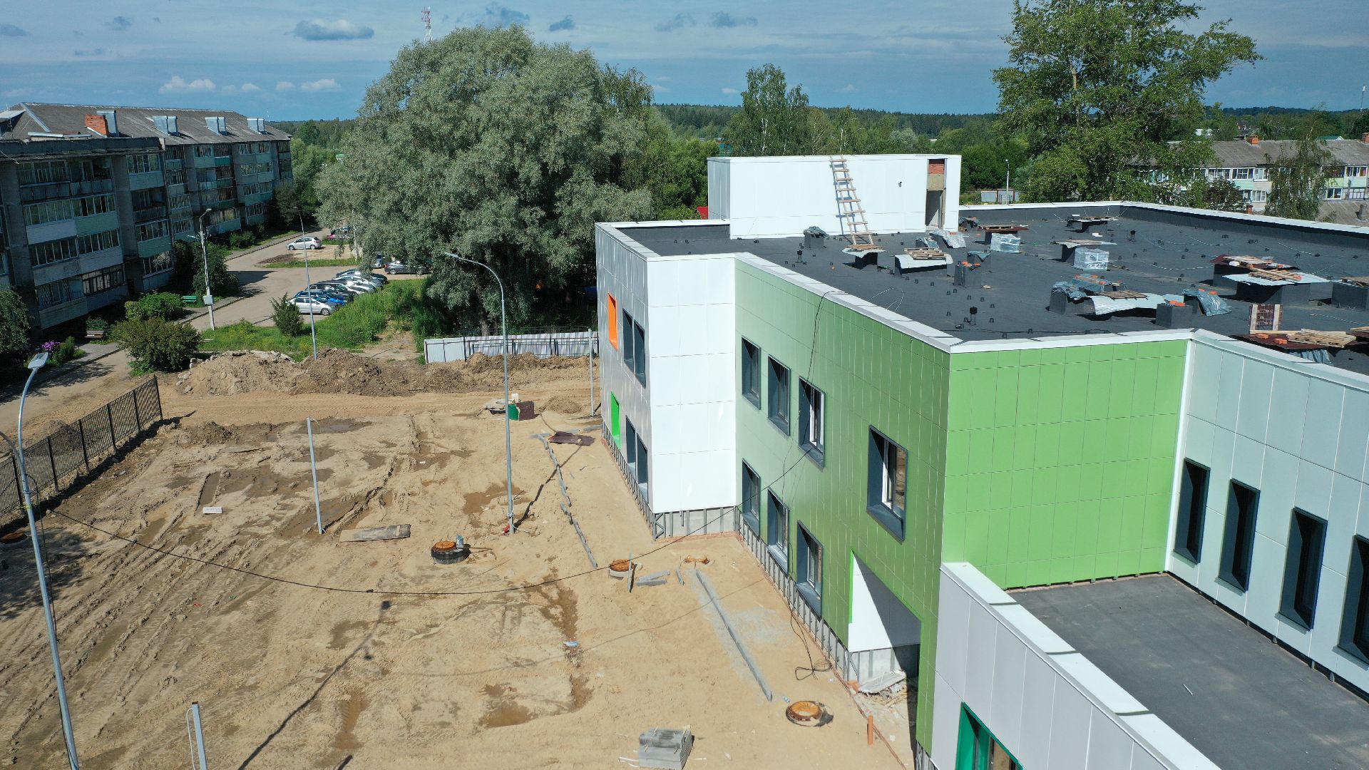 садик, строительство,видео с коптера,