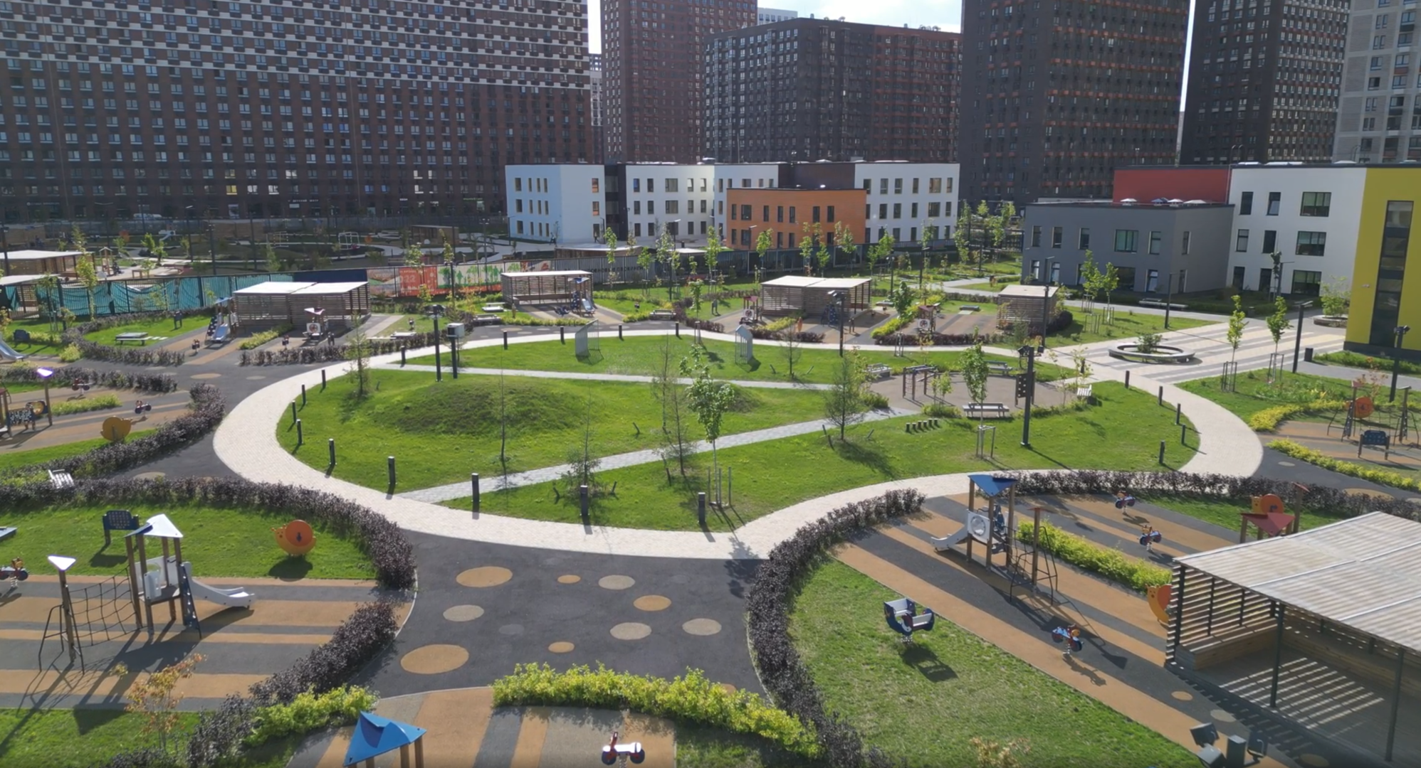 садик, котельники. парк,видео с коптера,