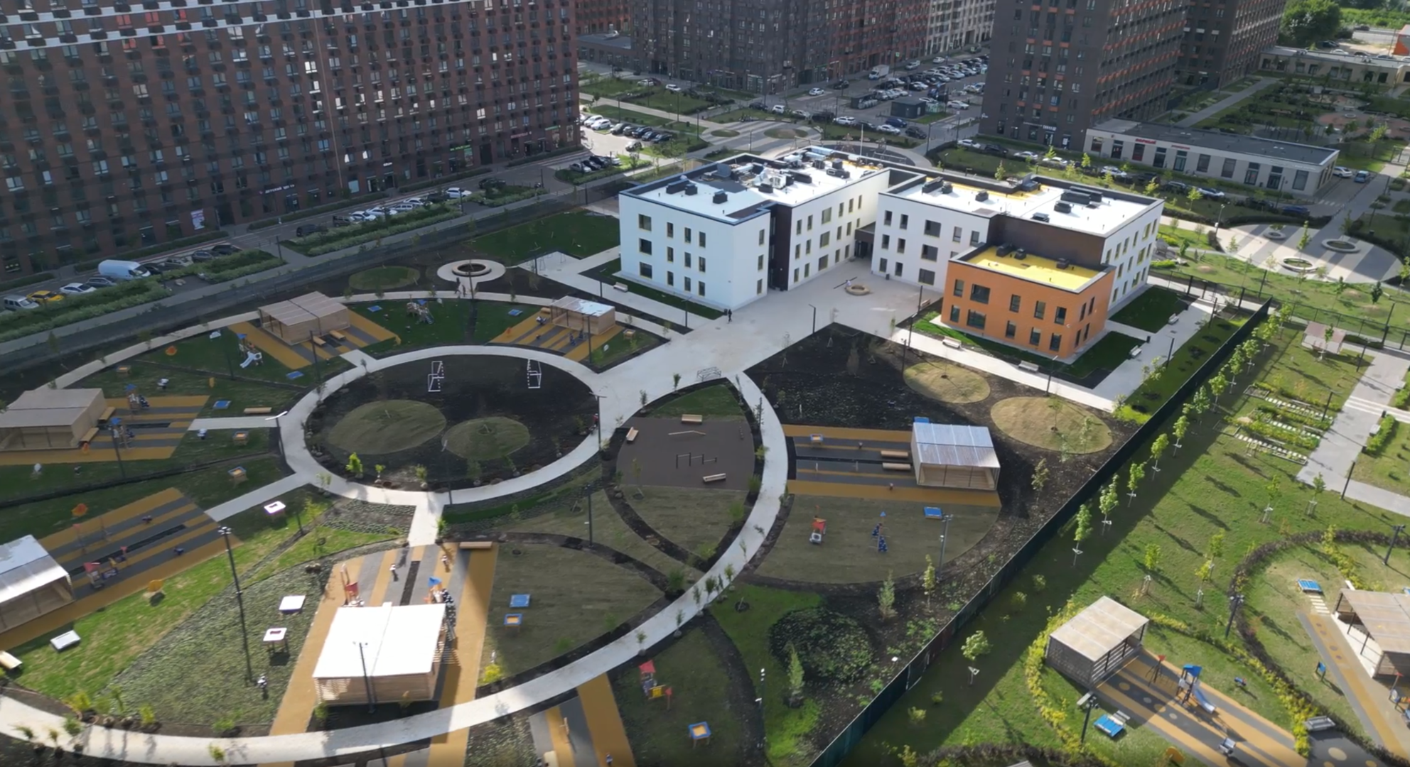 садик, котельники. парк,видео с коптера,