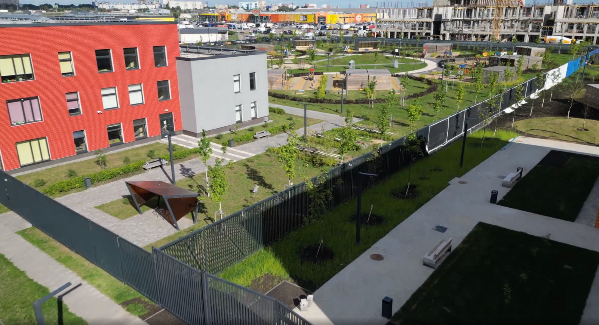 садик, котельники. парк,видео с коптера,