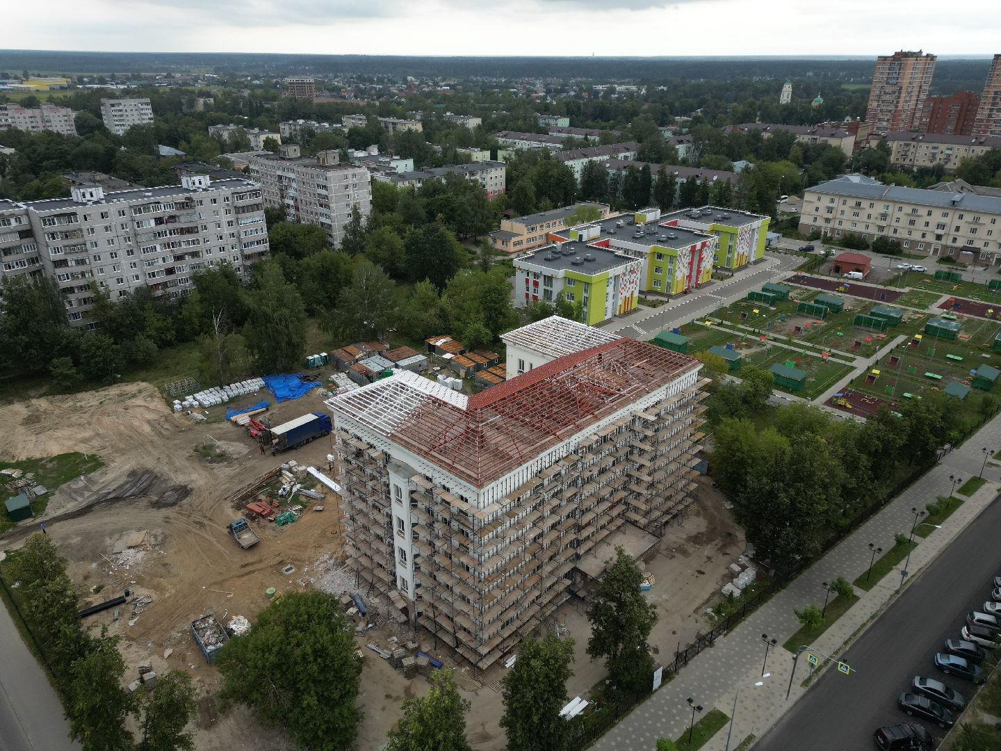 школа, строительство,видео с коптера,