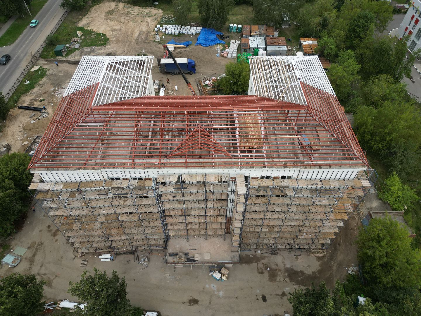 школа, строительство,видео с коптера,