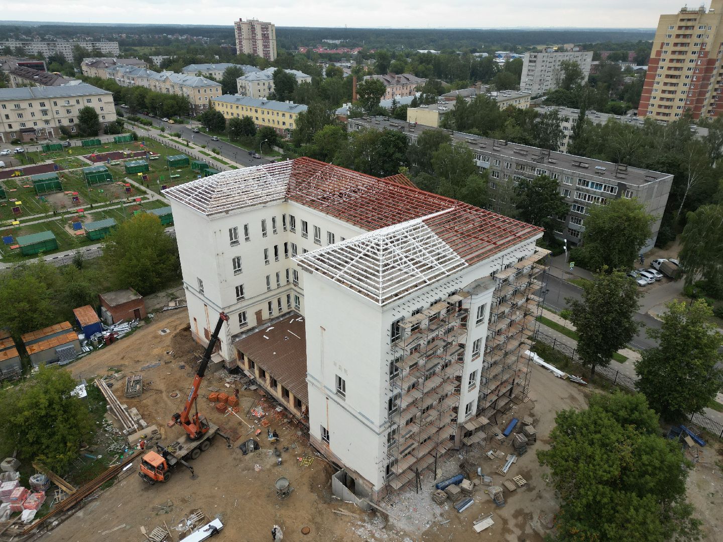 школа, строительство,видео с коптера,