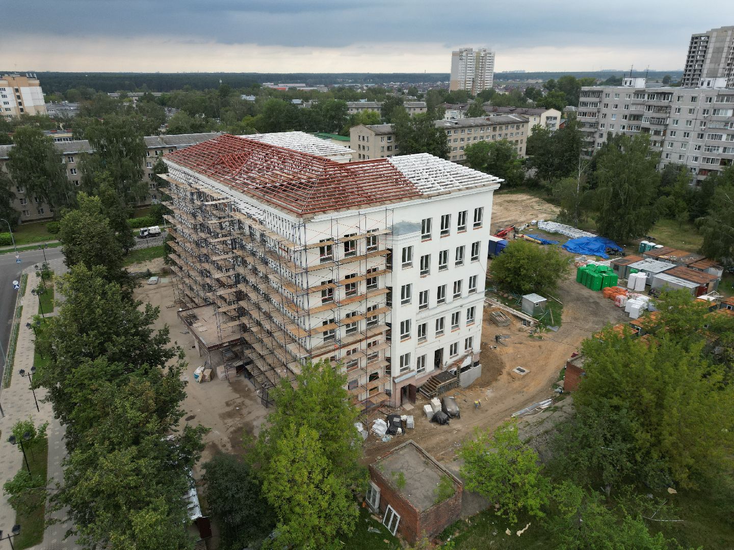 школа, строительство,видео с коптера,