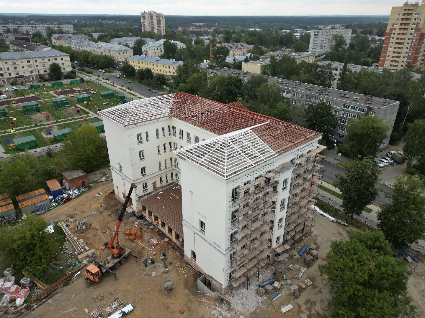 школа, строительство,видео с коптера,