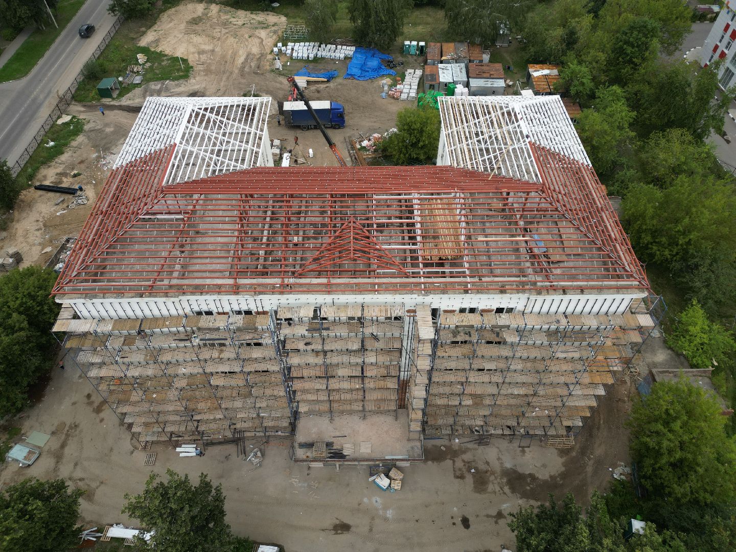 школа, строительство,видео с коптера,