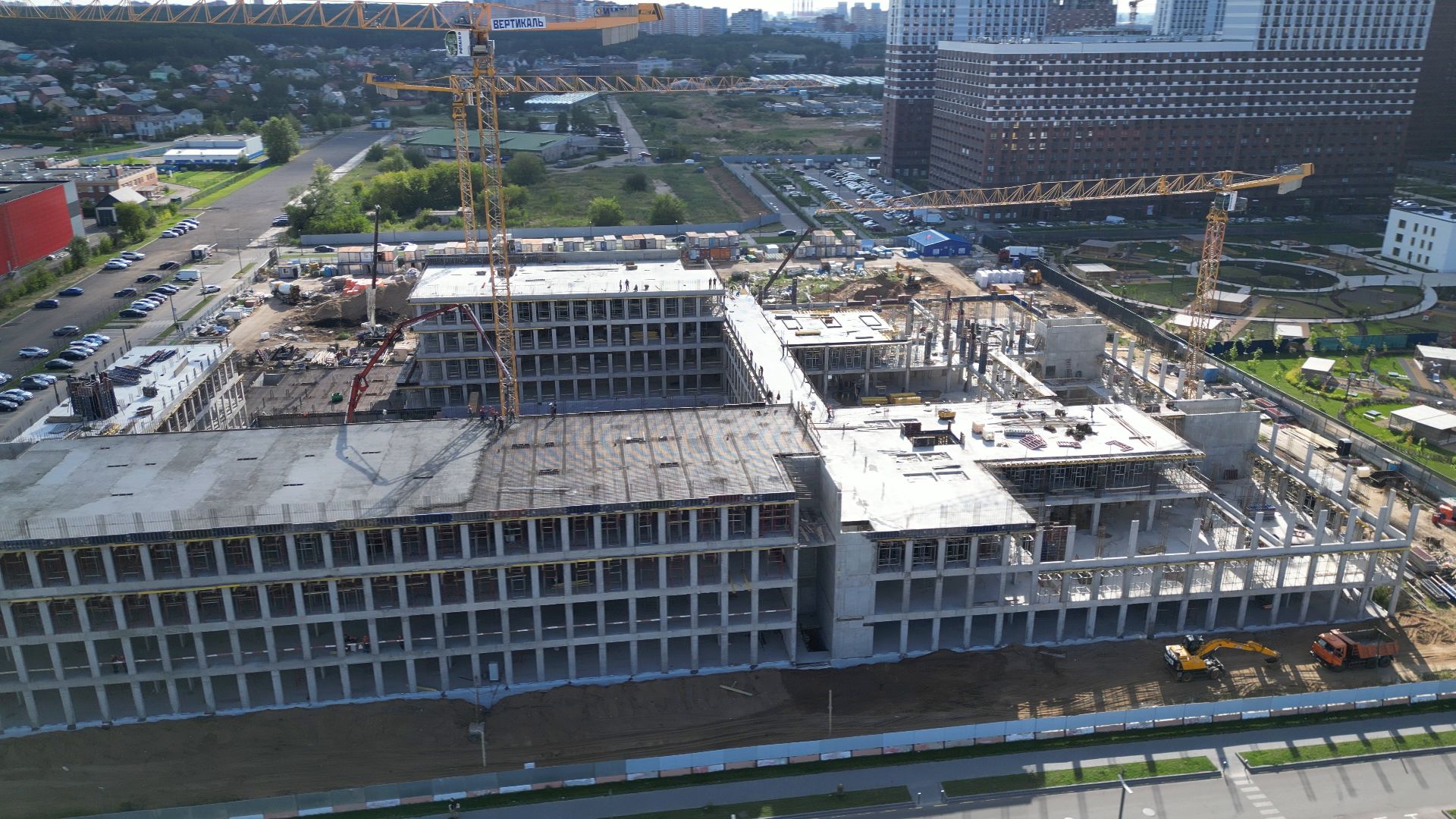 школа, стройка,видео с коптера,