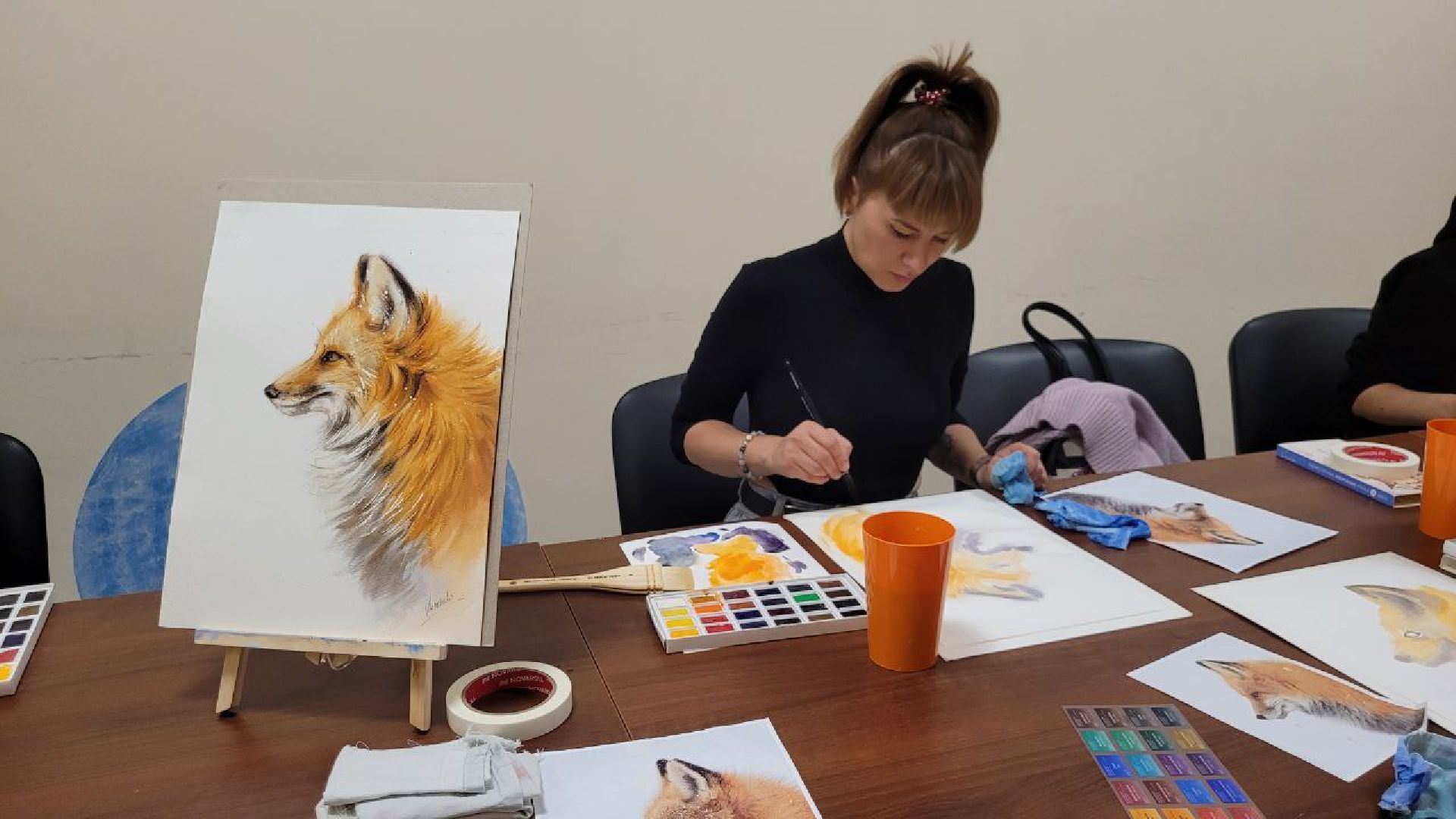 лиса; живопись; акварель; творчество; видное