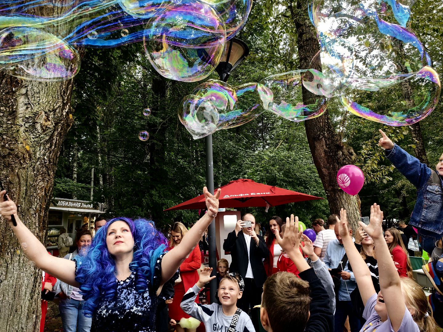 Мыльный пузырь, парк, дети, шоу