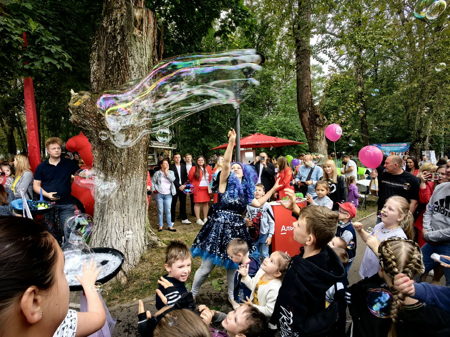 Мыльный пузырь, парк, дети, шоу