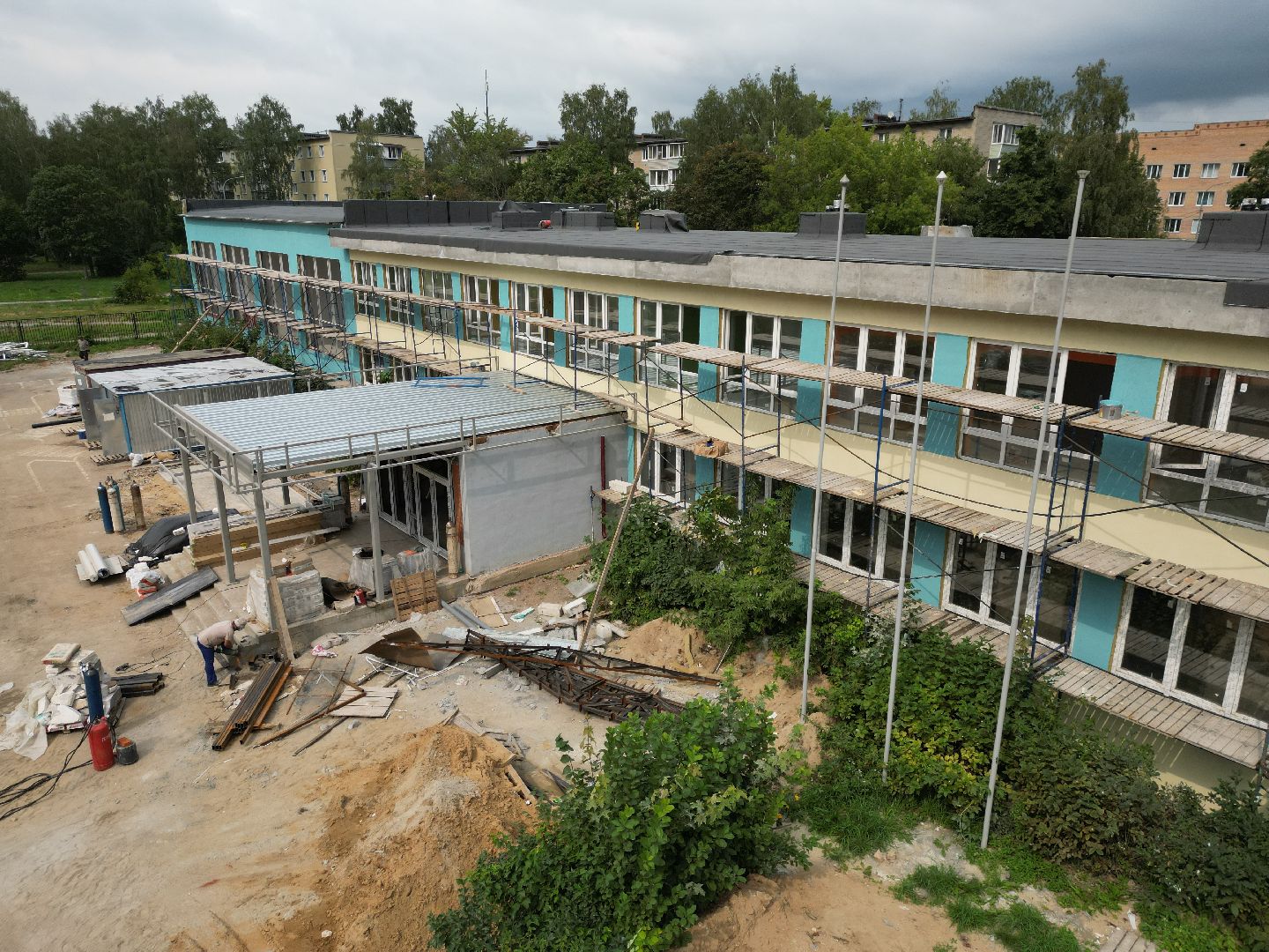 школа, строительство,видео с коптера,