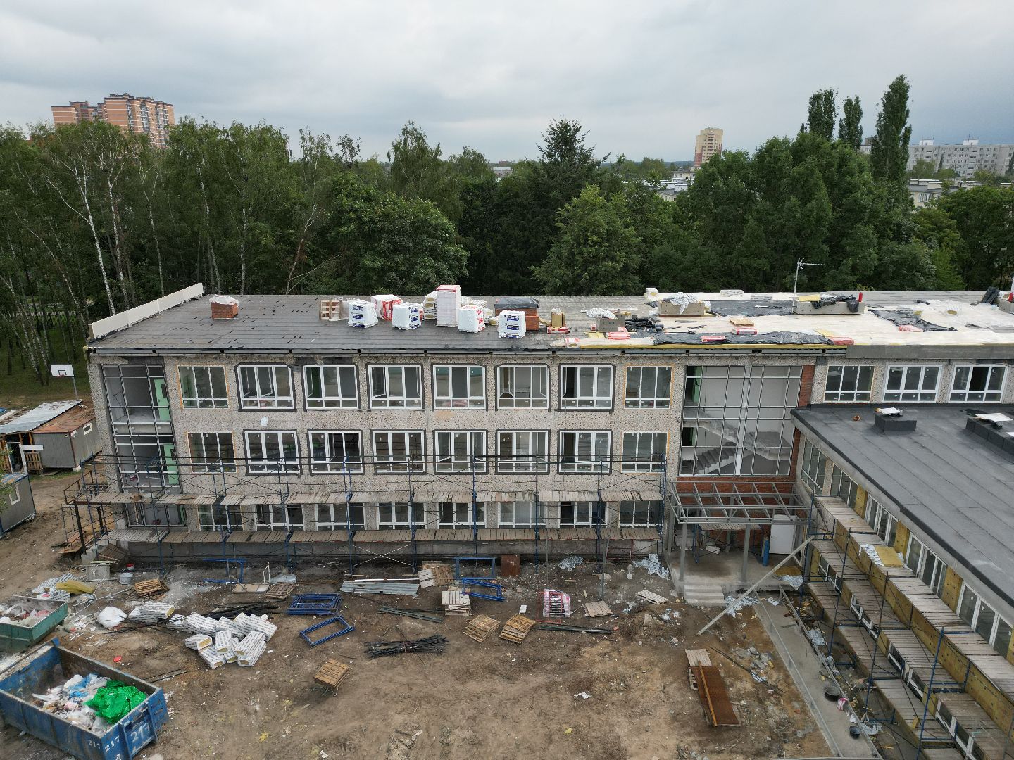 школа, строительство,видео с коптера,