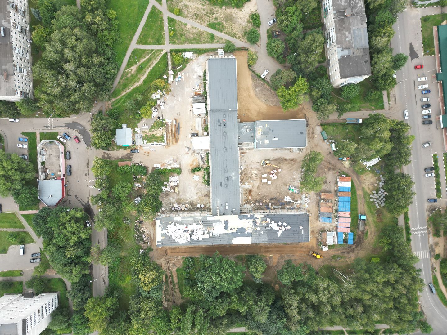 школа, строительство,видео с коптера,