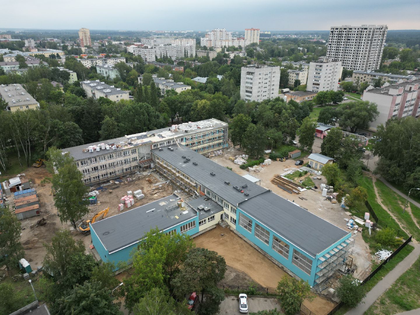 школа, строительство,видео с коптера,