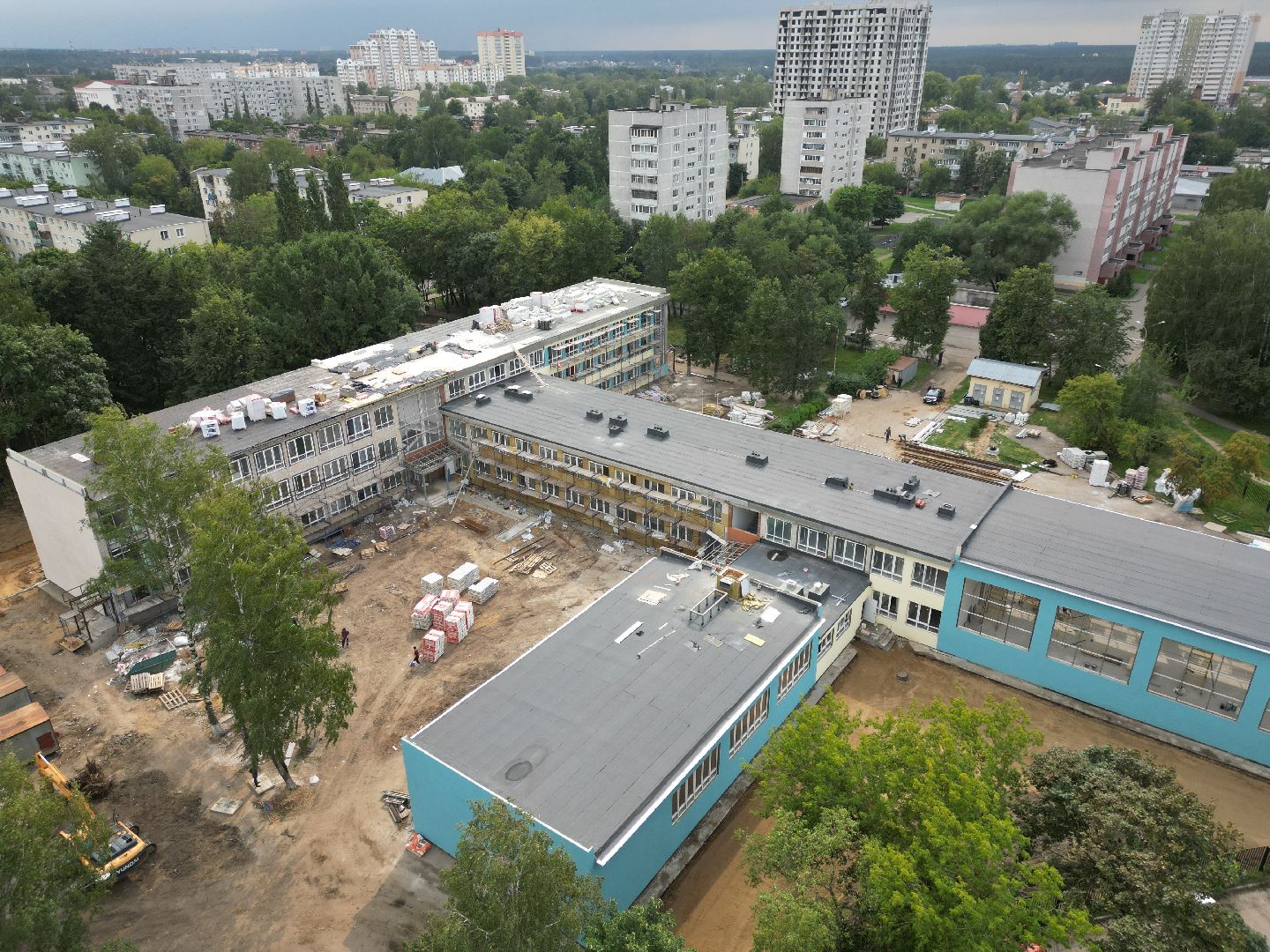 школа, строительство,видео с коптера,